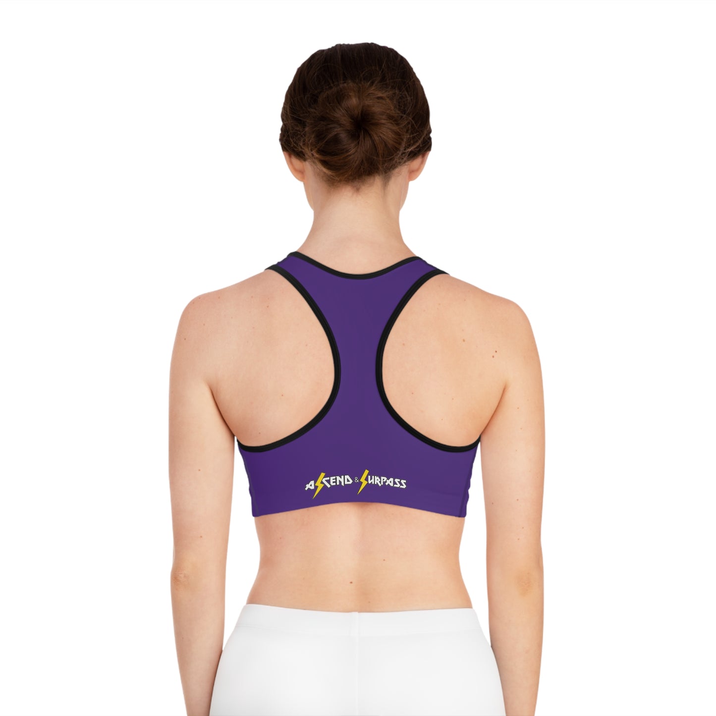 Purple Sunburst Sports Bra — "Ascend & Surpass" Racerback Activewear