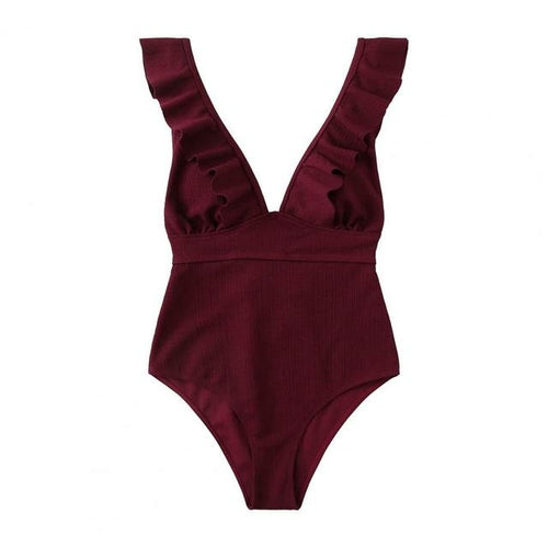 1-Piece High Waisted Swimwear W/ Ruffles