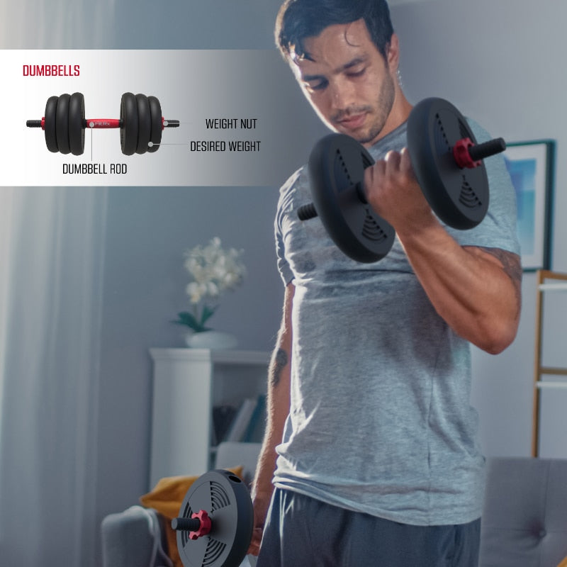 FitRx SmartBell Gym, 60lb 4 in 1 Portable Interchangeable Dumbbell,