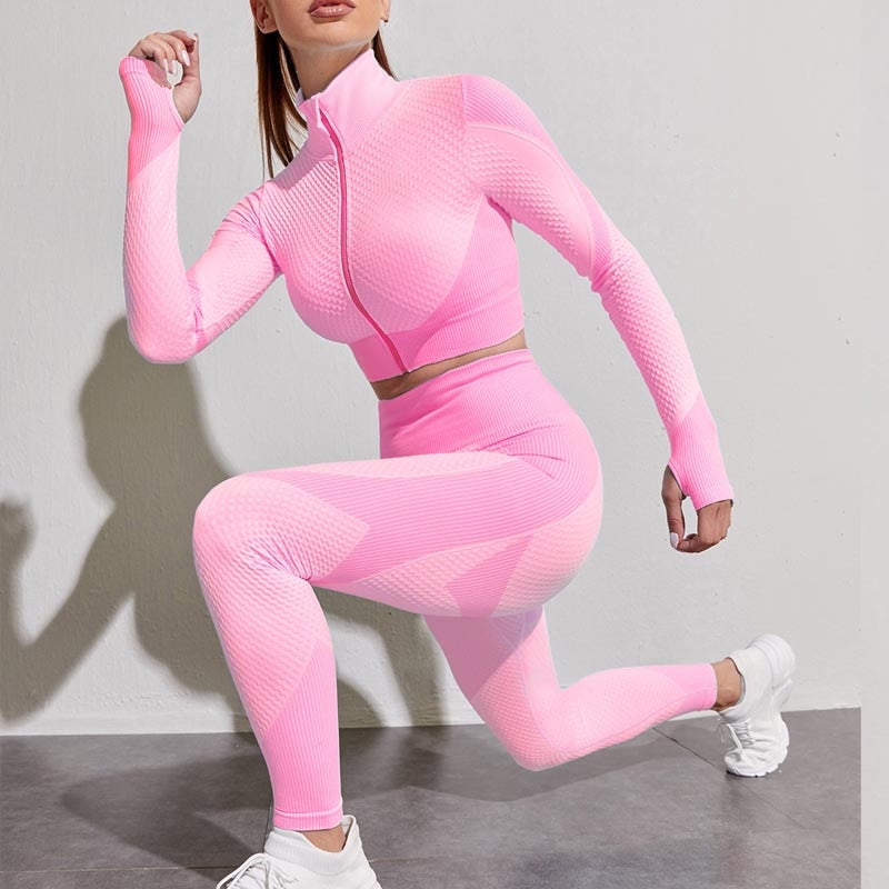 Women Tracksuit Outfits Yoga Set Fitness High Waist Leggings Gym