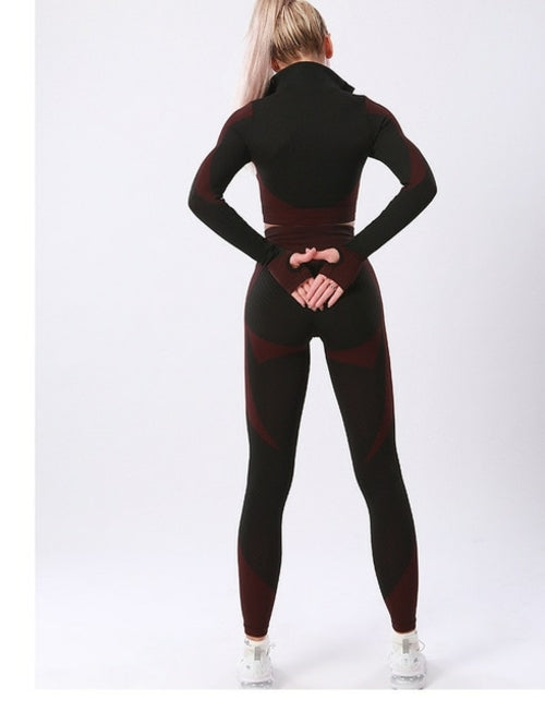 Women Tracksuit Outfits Yoga Set Fitness High Waist Leggings Gym