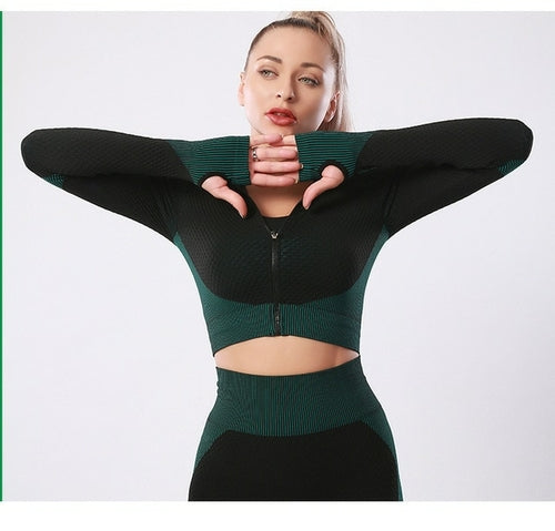Women Tracksuit Outfits Yoga Set Fitness High Waist Leggings Gym