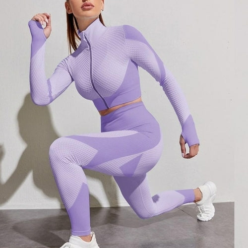 Women Tracksuit Outfits Yoga Set Fitness High Waist Leggings Gym
