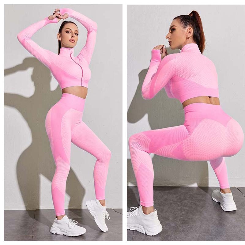Women Tracksuit Outfits Yoga Set Fitness High Waist Leggings Gym