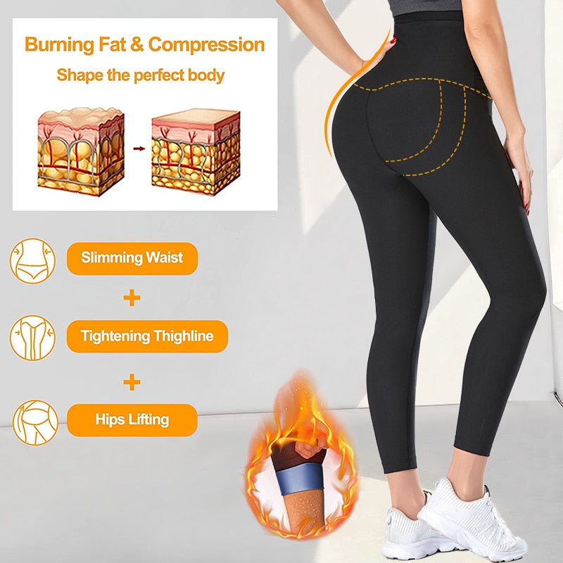 Women Sweat Leggings W/ Waist Trainer