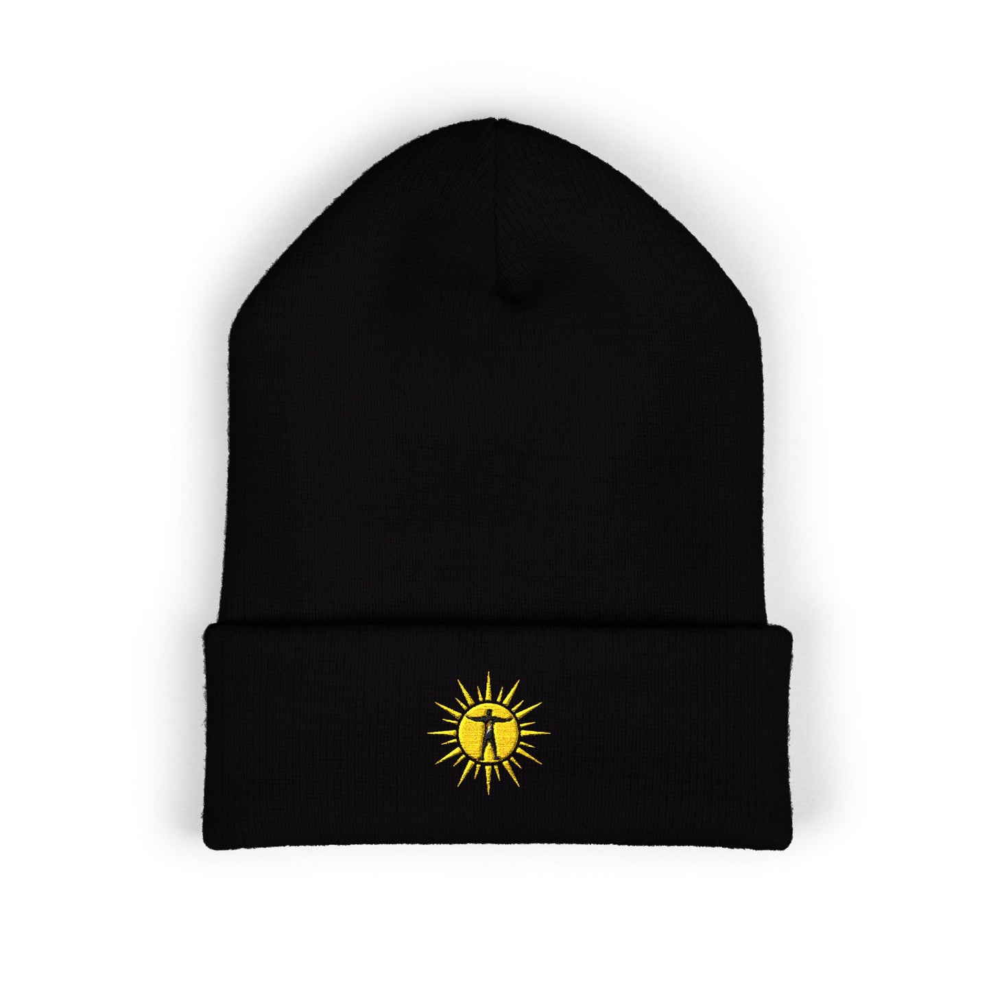 A&S Embroidered Sun Skull Cuffed Beanie