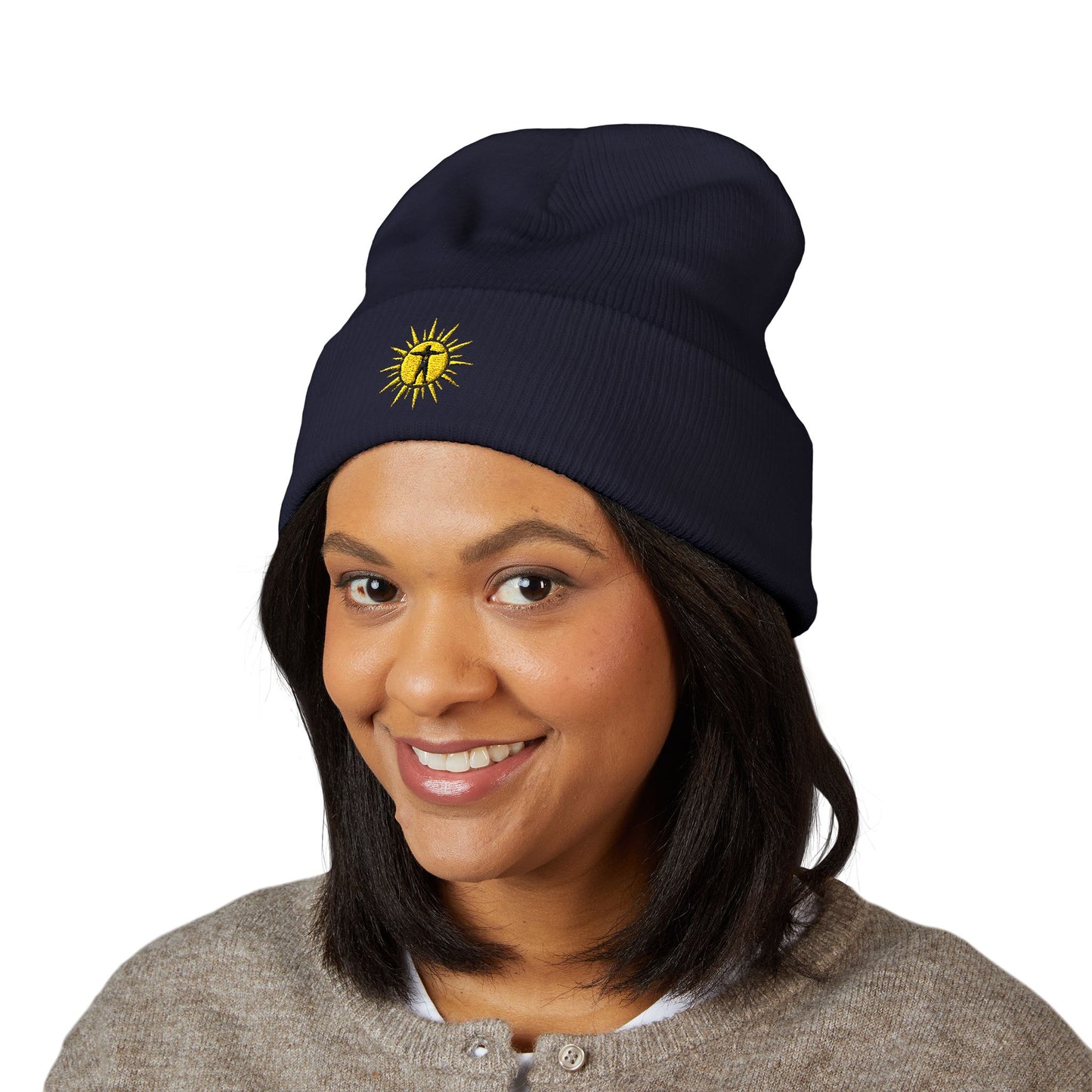 A&S Embroidered Sun Skull Cuffed Beanie