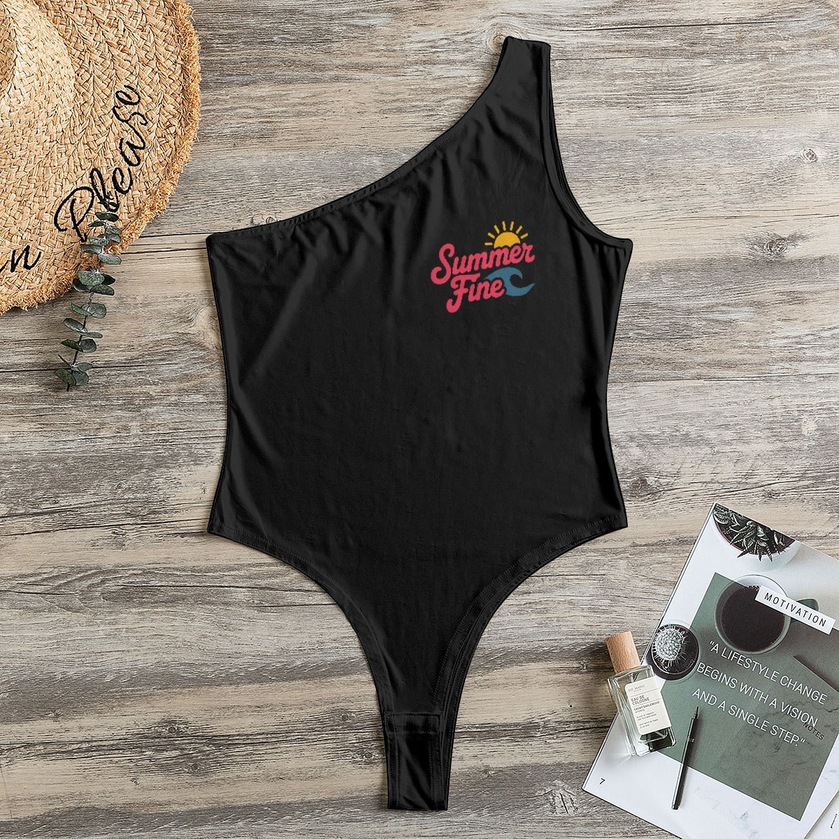 All-Over Print Women's One-Shoulder Bodysuit