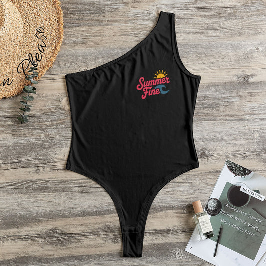 All-Over Print Women's One-Shoulder Bodysuit
