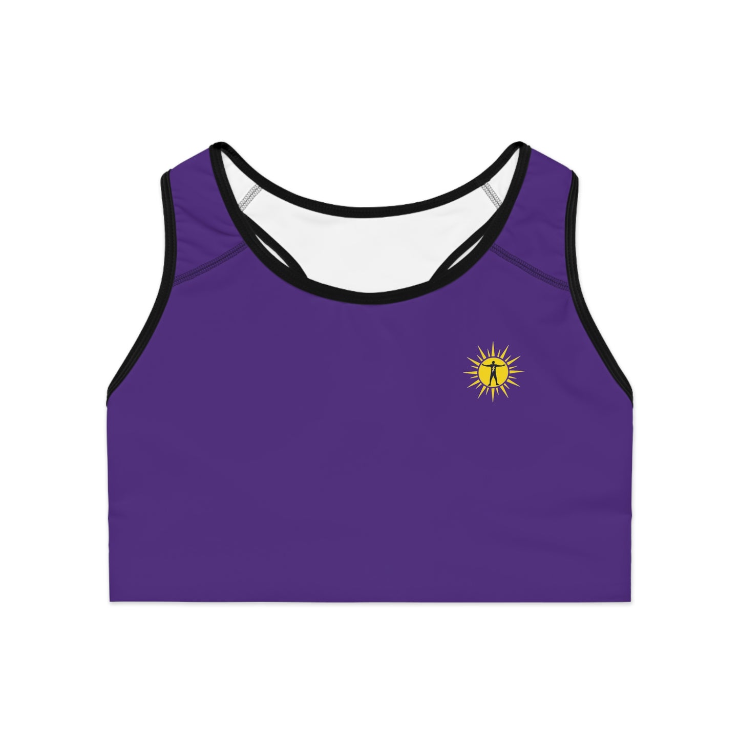 Purple Sunburst Sports Bra — "Ascend & Surpass" Racerback Activewear