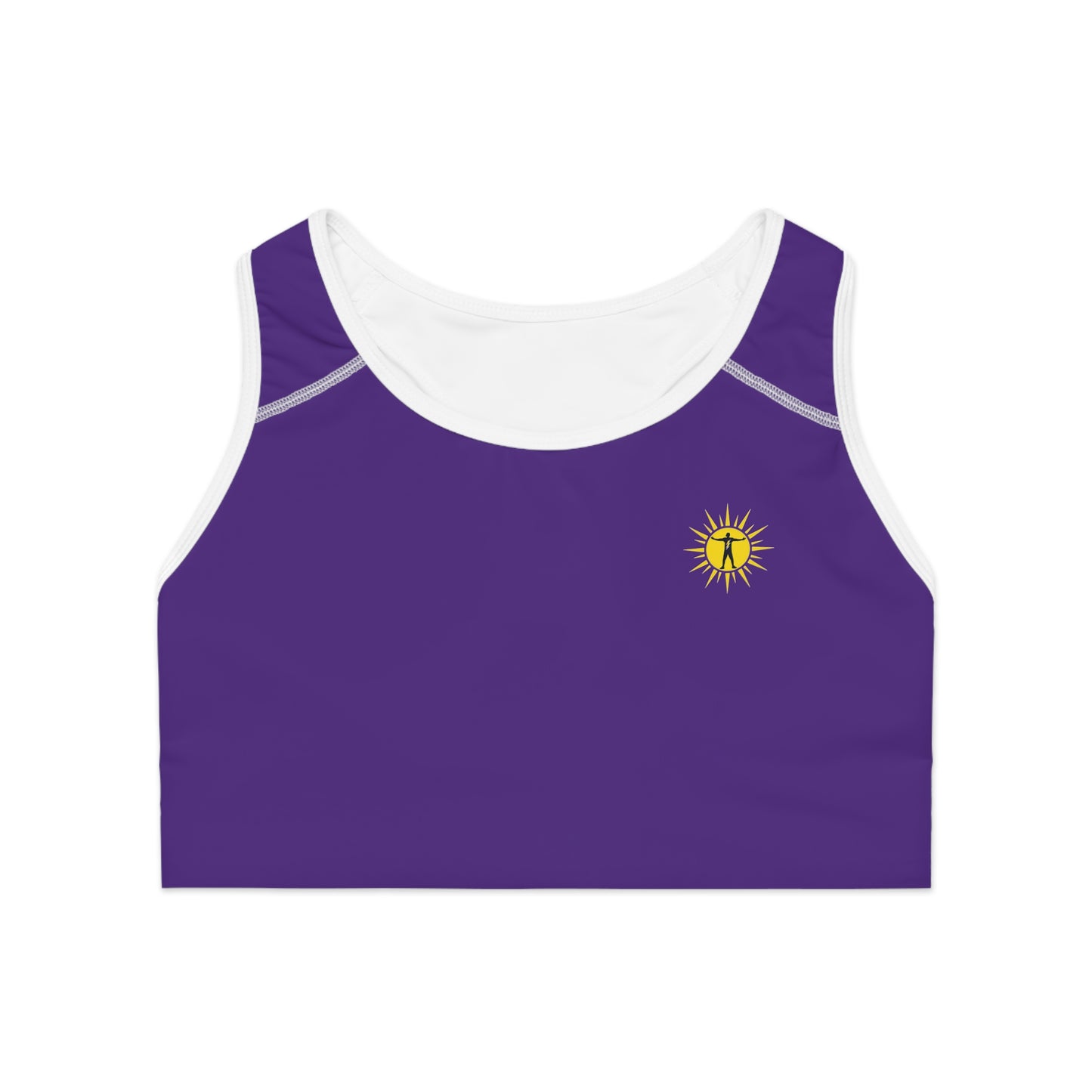 Purple Sunburst Sports Bra — "Ascend & Surpass" Racerback Activewear