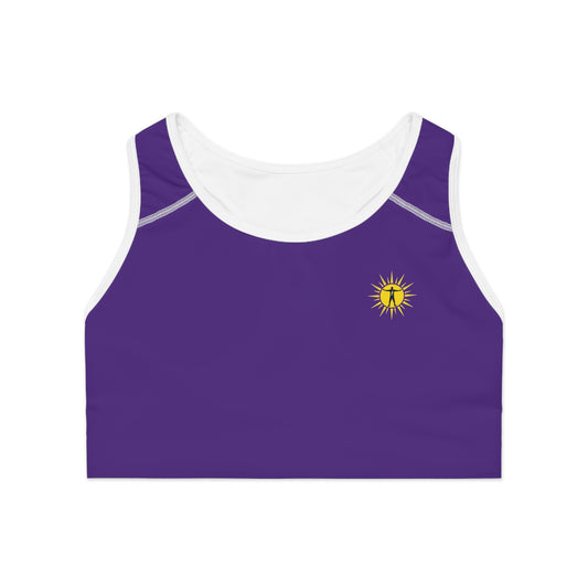 Purple Sunburst Sports Bra — "Ascend & Surpass" Racerback Activewear