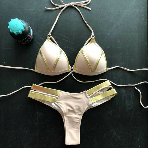 Gold Stripe Bikini Sets