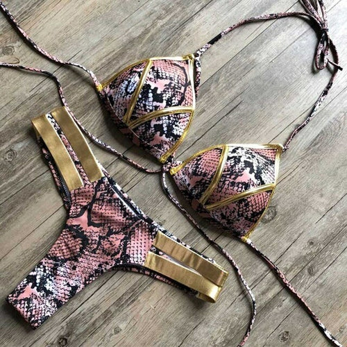 Gold Stripe Bikini Sets