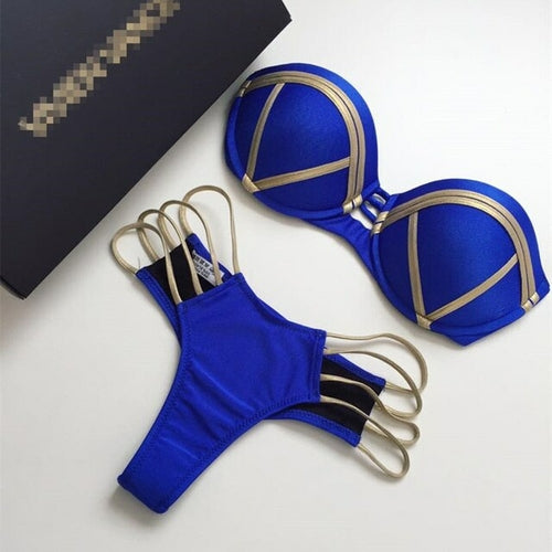 Gold Stripe Bikini Sets