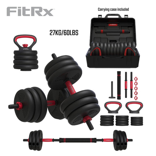 FitRx SmartBell Gym, 60lb 4 in 1 Portable Interchangeable Dumbbell,