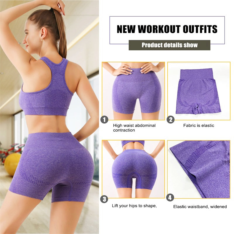 Seamless Yoga Shorts and Sports Bra Sets