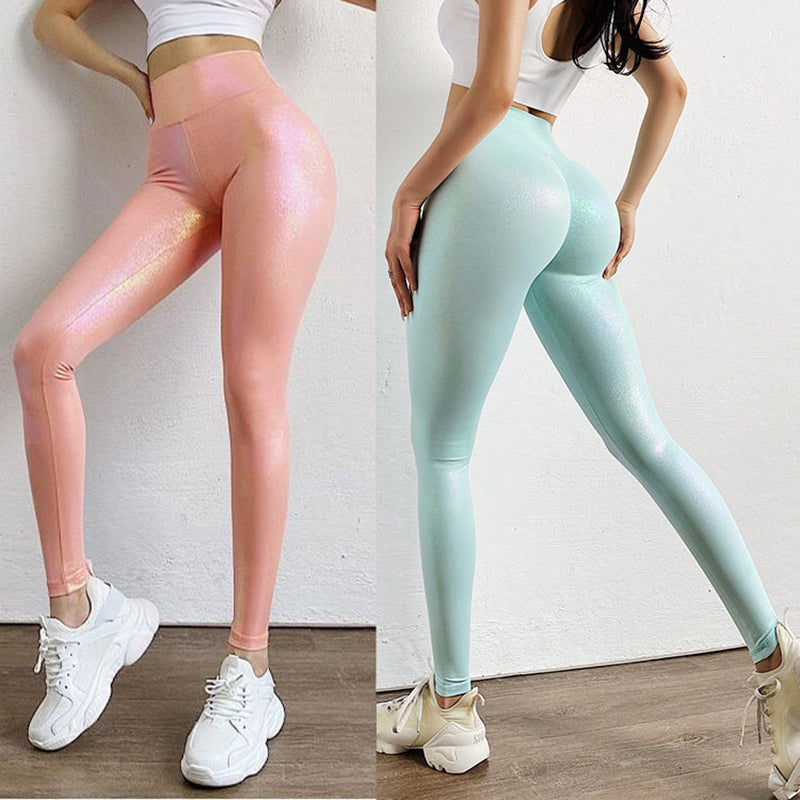 High Waisted Shiny Bubble Butt Leggings